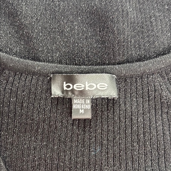 Bebe Black V-Neck Glitter 3/4 Sleeve Understated Elegance Knit Sweater Sz M - Picture 2 of 9